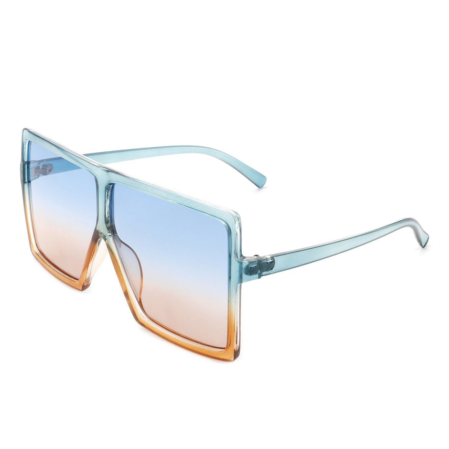 Zenithia Square Oversize Fashion Sunglasses by Cramilo Eyewear feature a flat top design with coffee gradient lenses and a transparent brown frame.