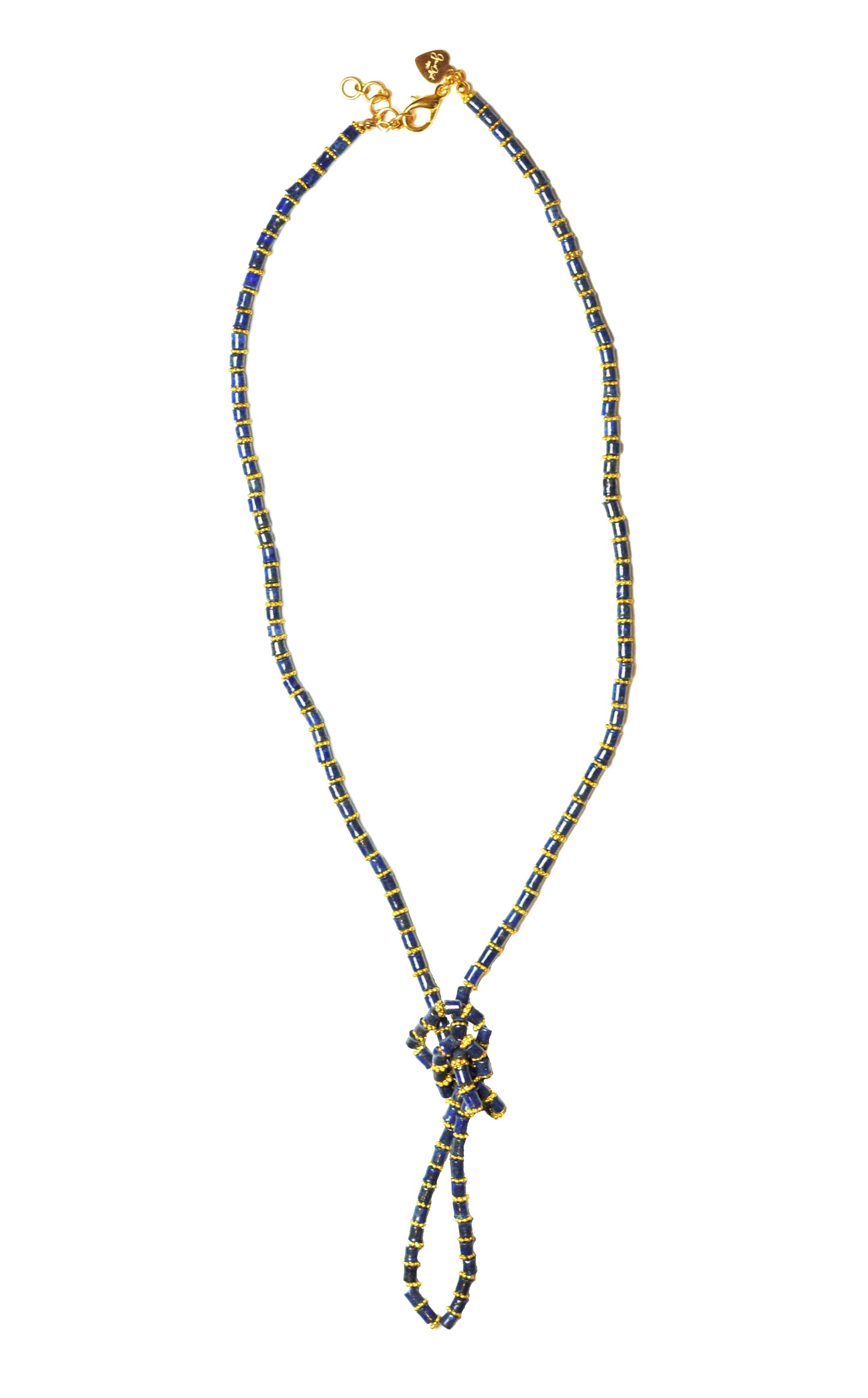 The Gena Myint Lapis Lazuli Wrap Bracelet features coiled strands with blue and gold beads.