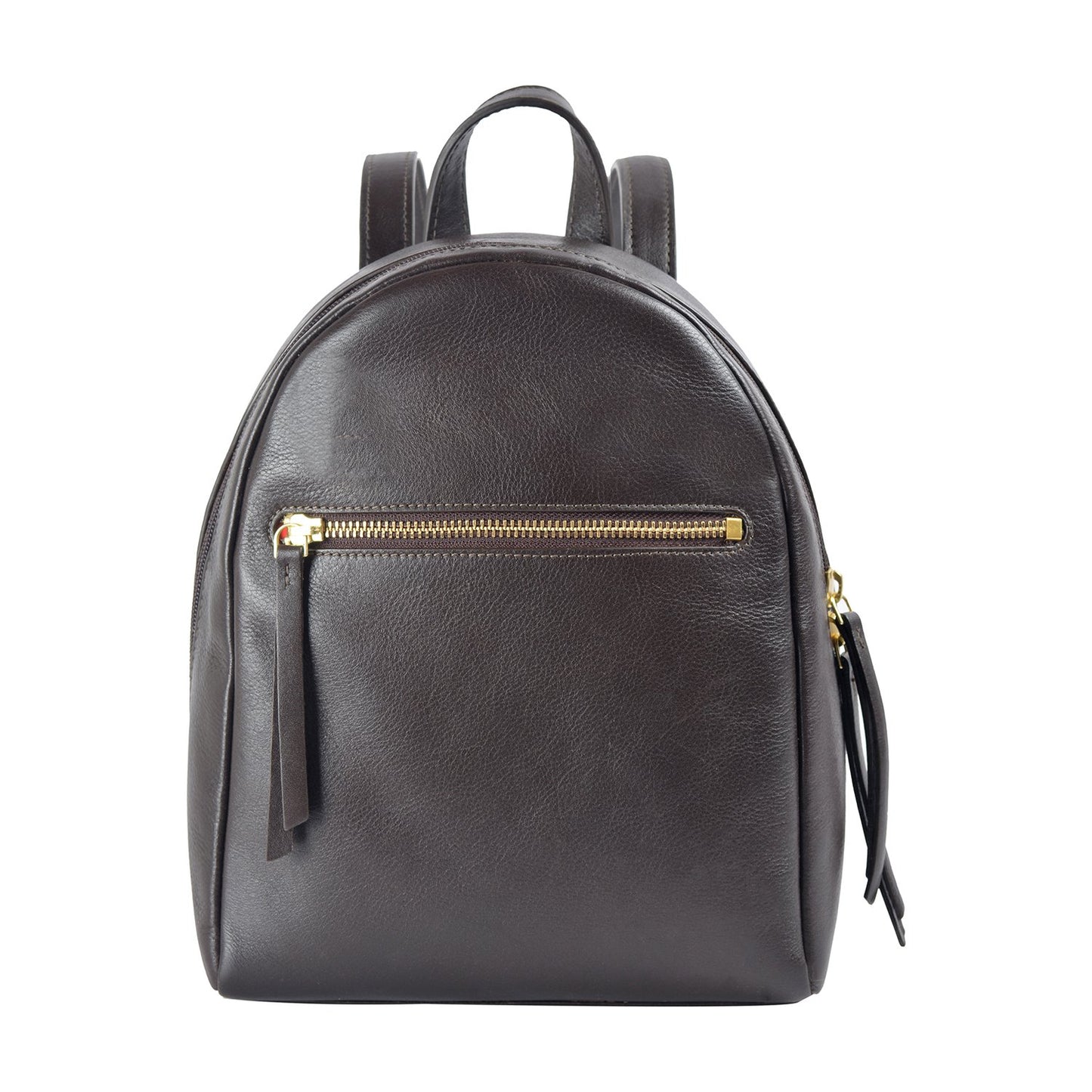 Mannequin showcasing a Kiwi Small Leather Backpack by Hidesign, elegantly draped over a gray shirt.