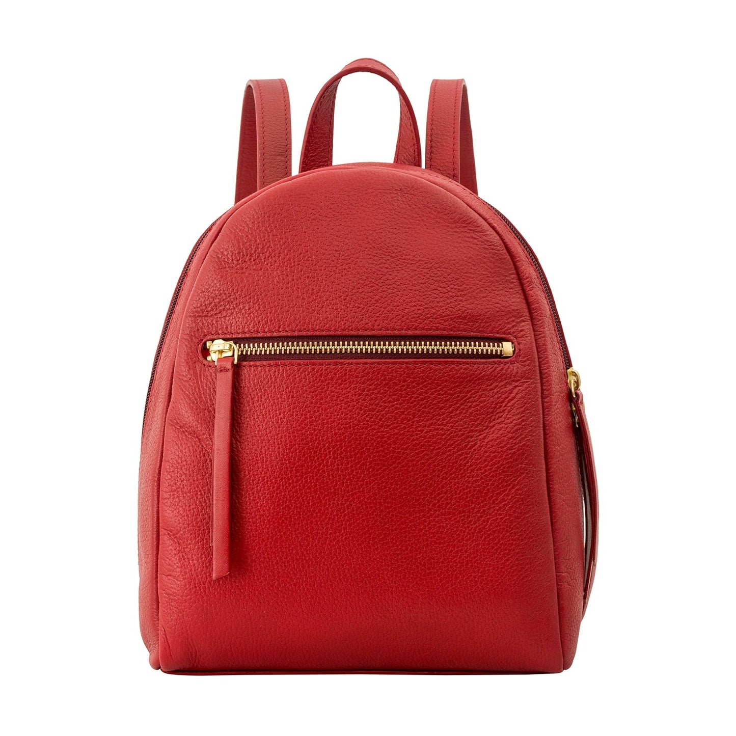 Mannequin showcasing a Kiwi Small Leather Backpack by Hidesign, elegantly draped over a gray shirt.