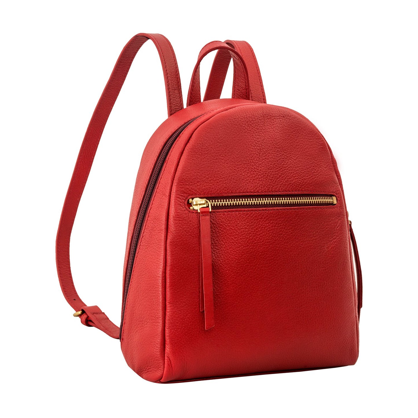 Mannequin showcasing a Kiwi Small Leather Backpack by Hidesign, elegantly draped over a gray shirt.