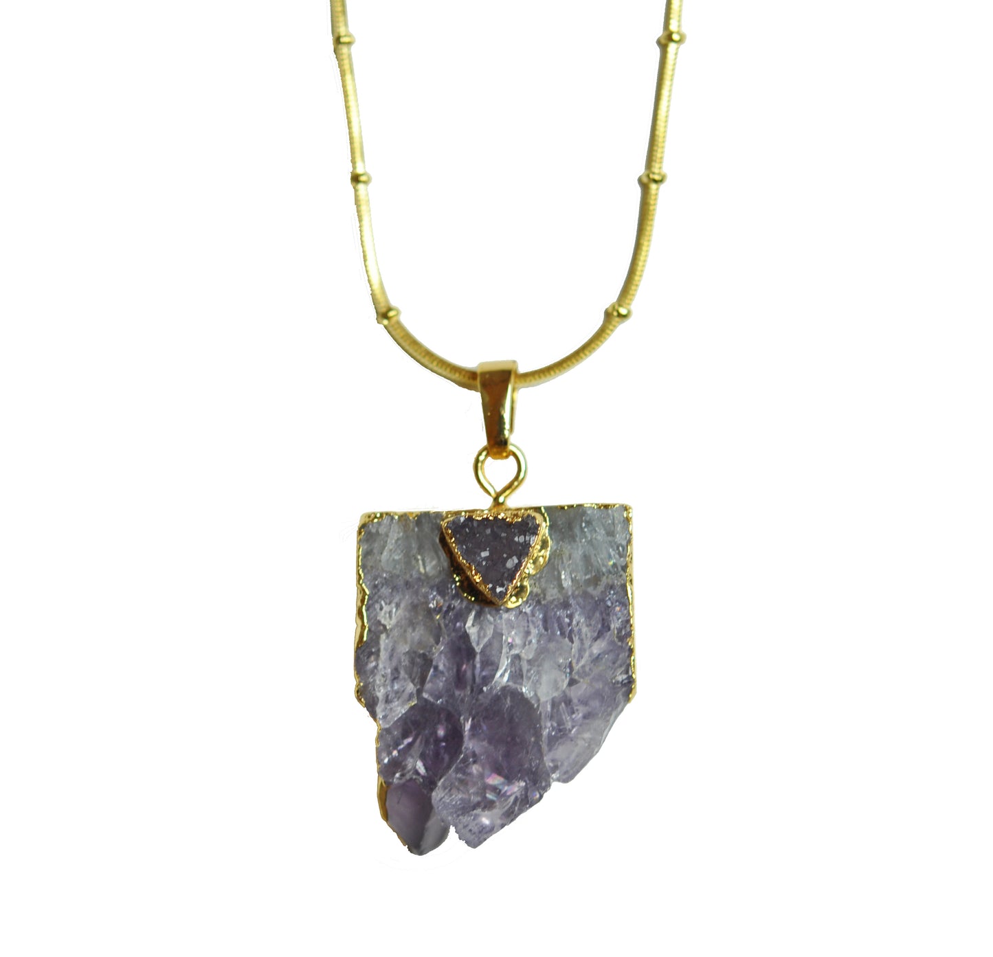 Gena Myint Double Chain Amethyst Pendant Necklace.
