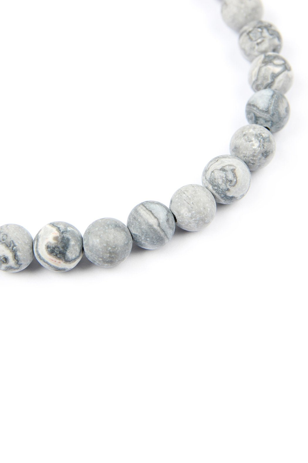 The Philippians 4:13 Natural Stone Stretch Bracelet by Riah Fashion features marble-like beads and a gold-tone bar engraved with Philippians 4:13. Color: Gold Gray.
