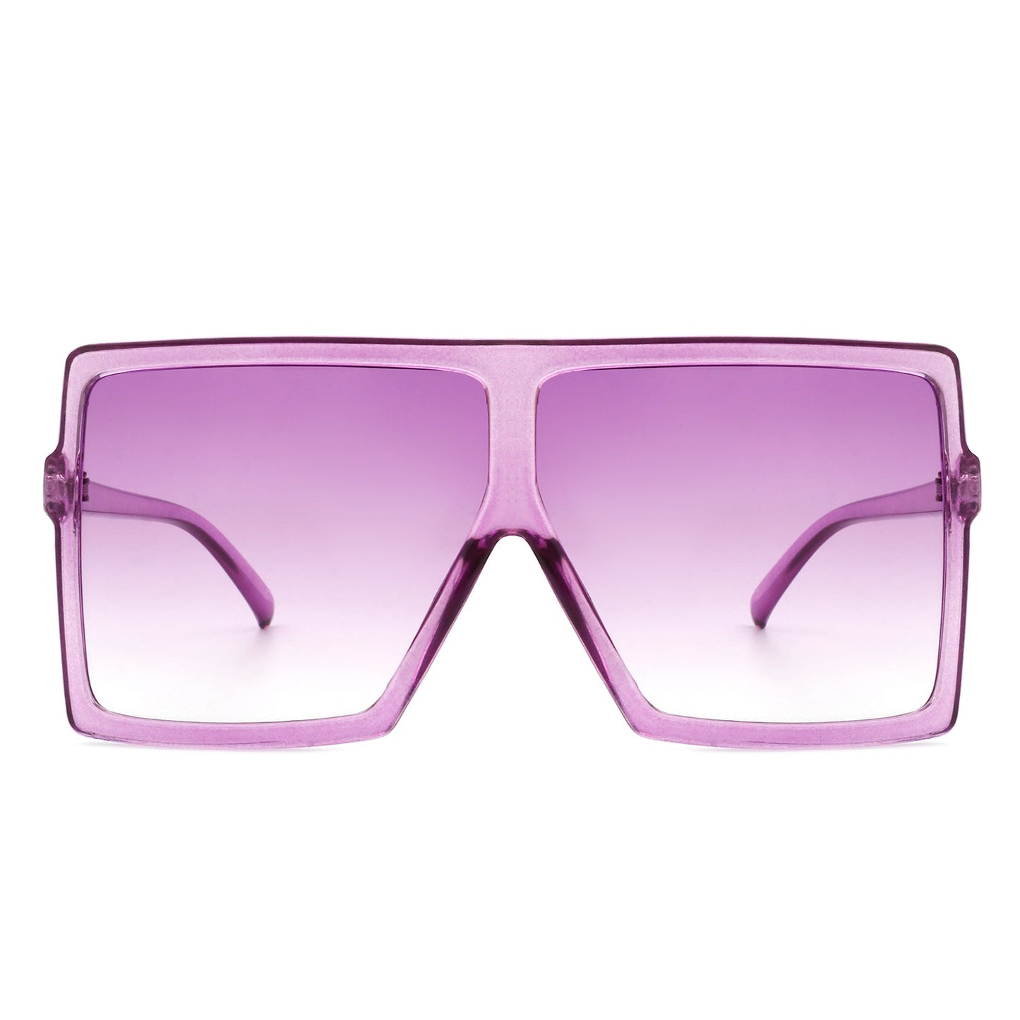 Zenithia Square Oversize Fashion Sunglasses by Cramilo Eyewear feature a flat top design with coffee gradient lenses and a transparent brown frame.