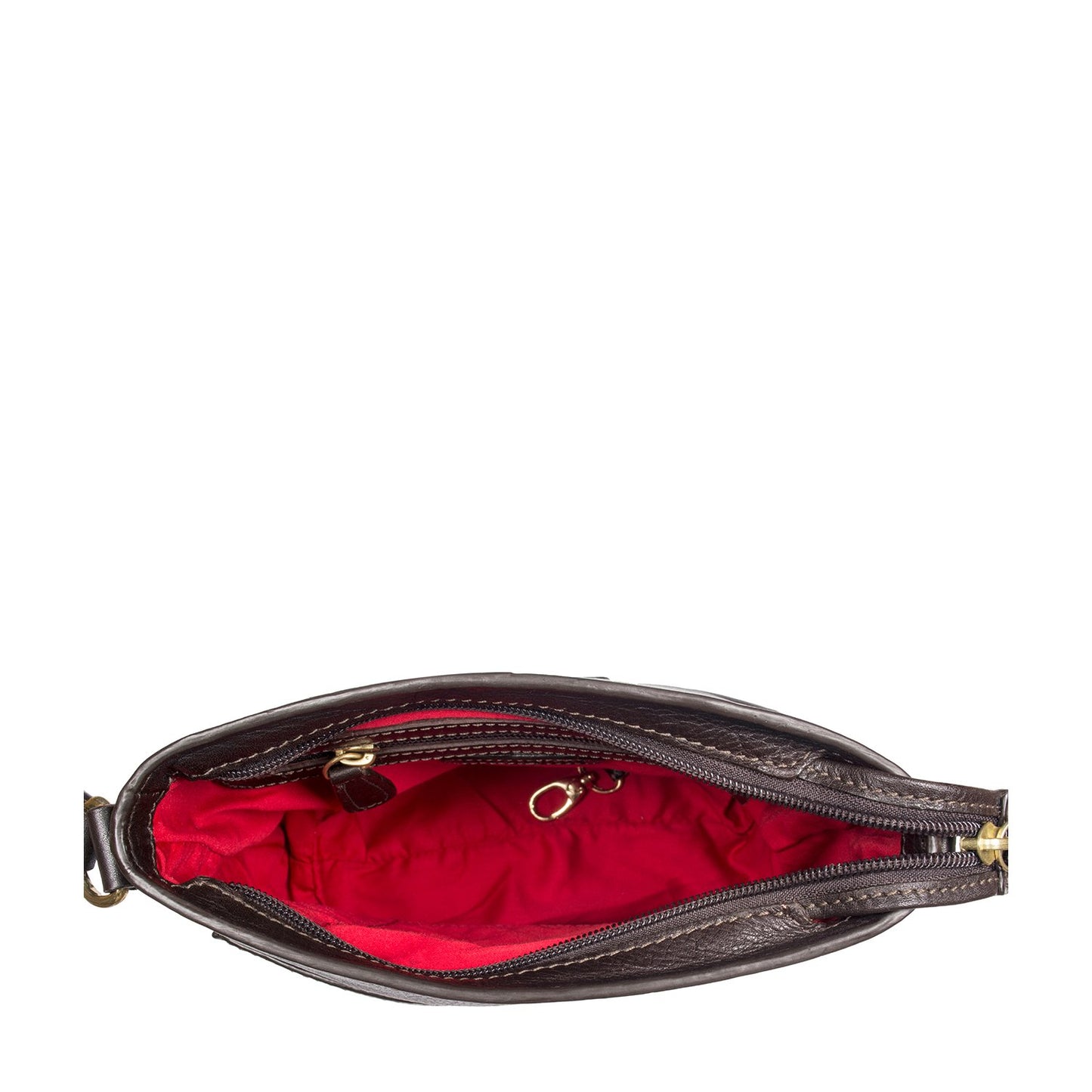 The Hidesign Sierra Small Leather Crossbody Bag is a black, leather bag with a front pocket, adjustable strap, and gold-tone hardware.