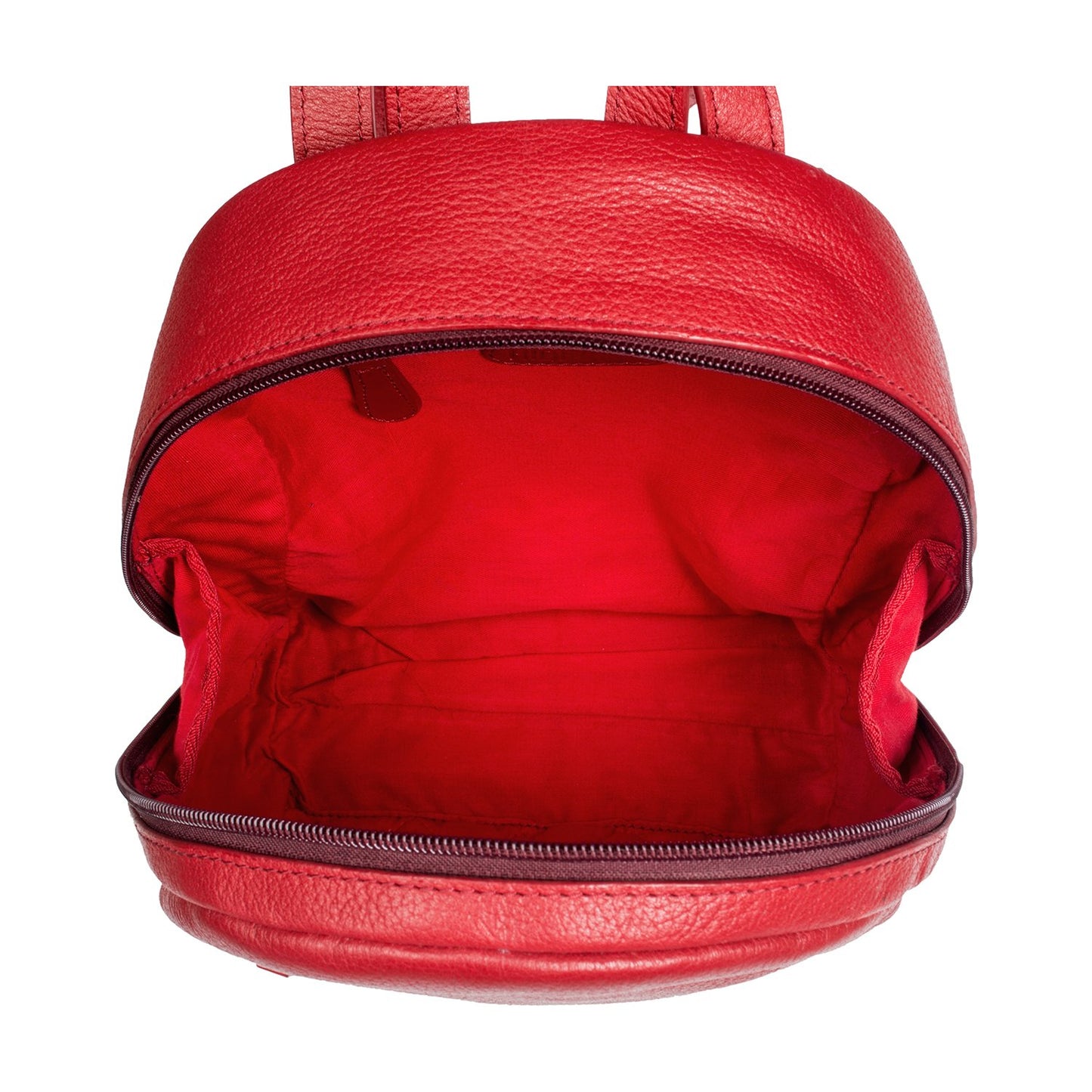 Mannequin showcasing a Kiwi Small Leather Backpack by Hidesign, elegantly draped over a gray shirt.