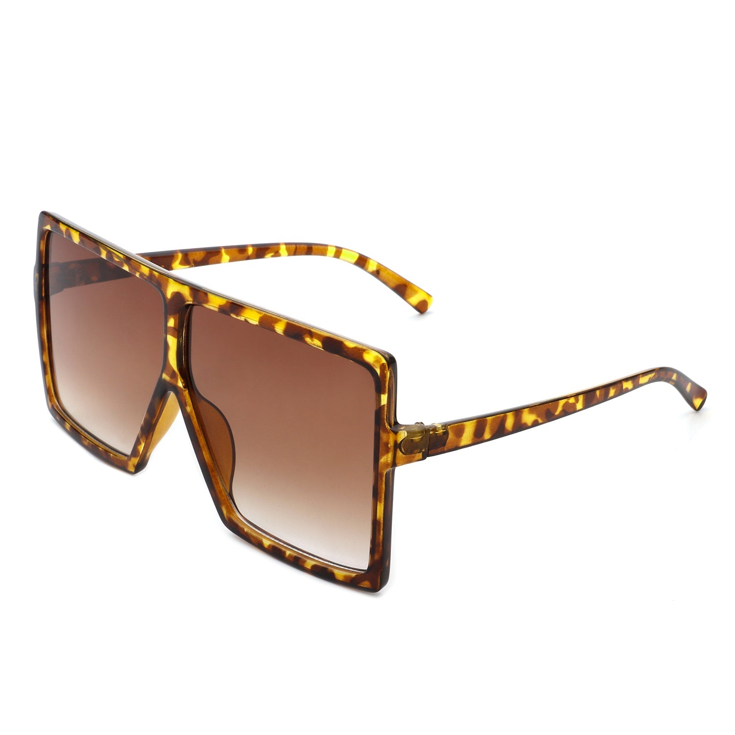 Zenithia Square Oversize Fashion Sunglasses by Cramilo Eyewear feature a flat top design with coffee gradient lenses and a transparent brown frame.