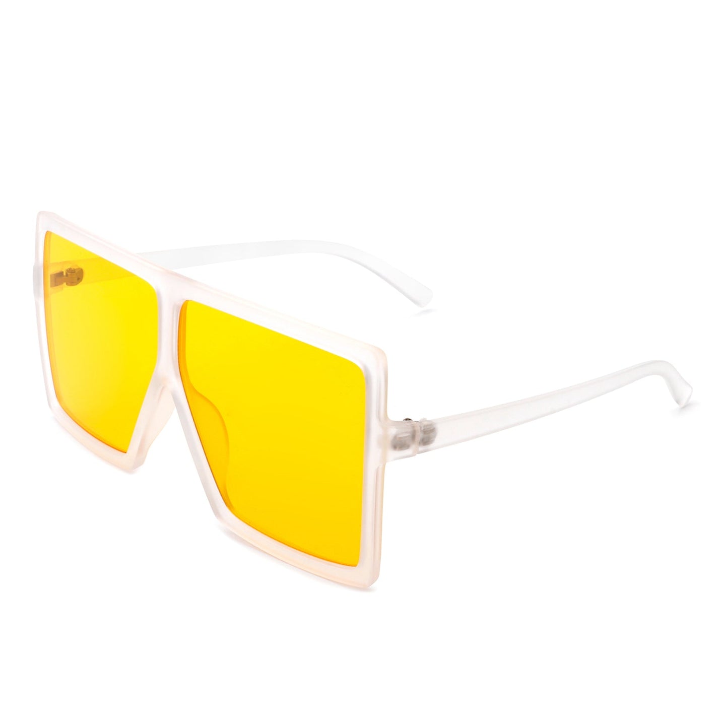 Zenithia Square Oversize Fashion Sunglasses by Cramilo Eyewear feature a flat top design with coffee gradient lenses and a transparent brown frame.