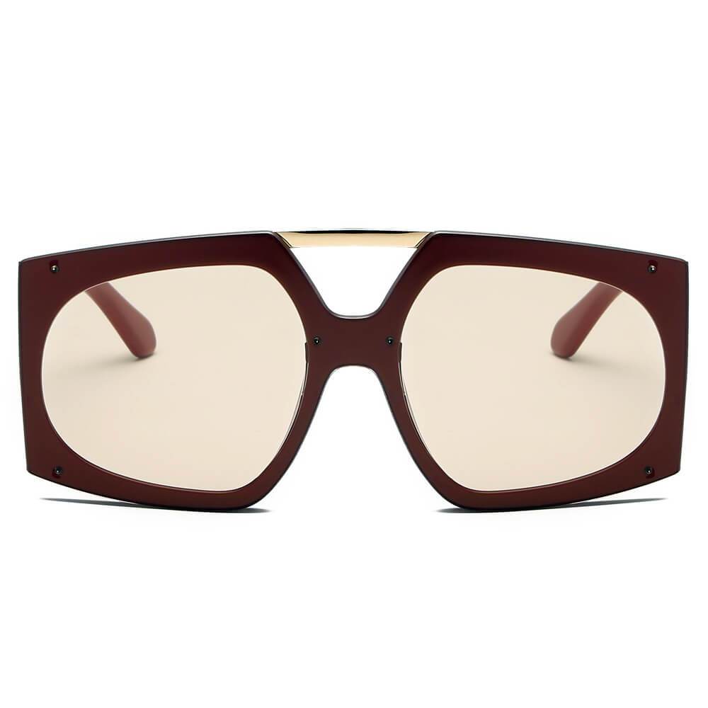 Maroon ESSEN square oversize sunglasses by Cramilo Eyewear.