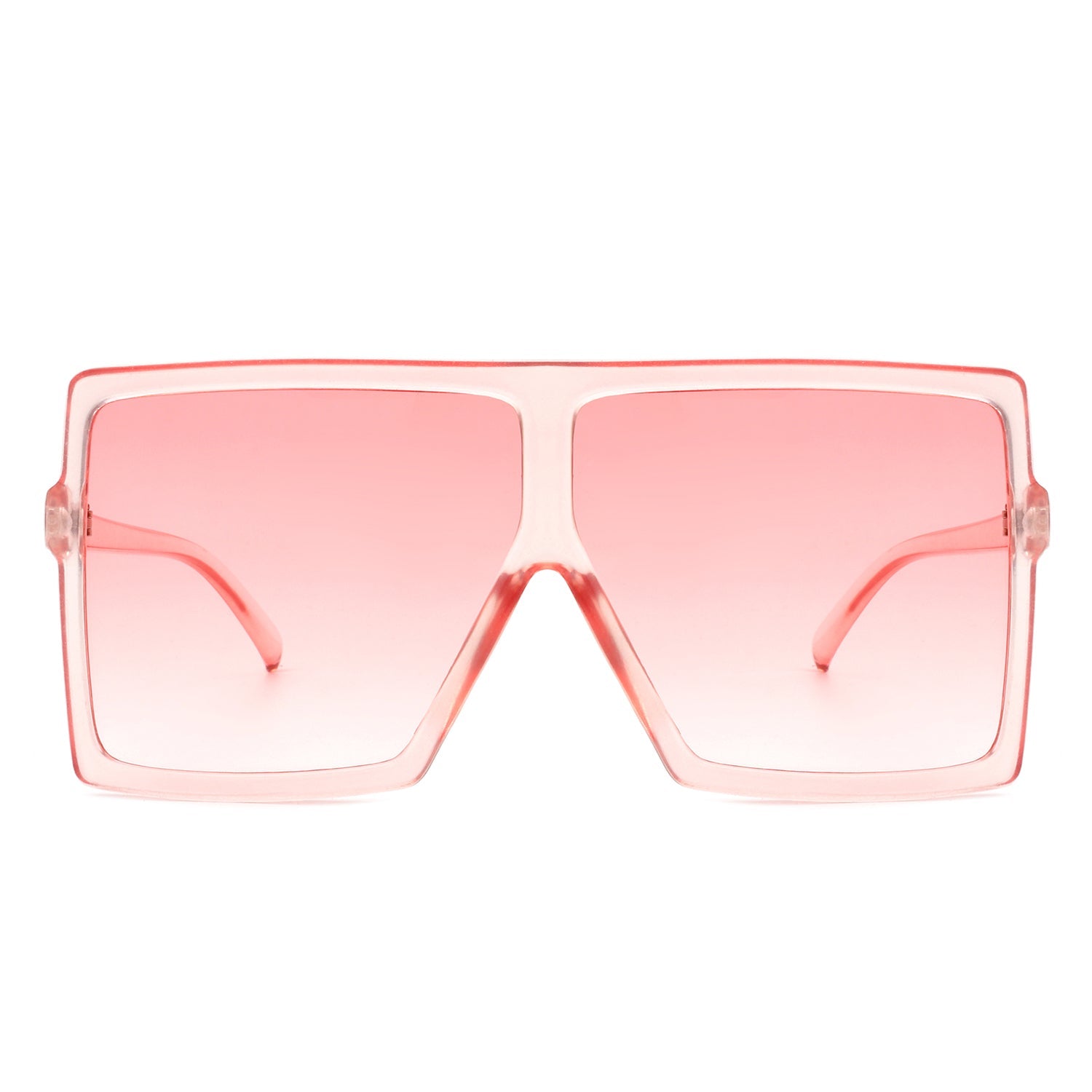 Zenithia Square Oversize Fashion Sunglasses by Cramilo Eyewear feature a flat top design with coffee gradient lenses and a transparent brown frame.