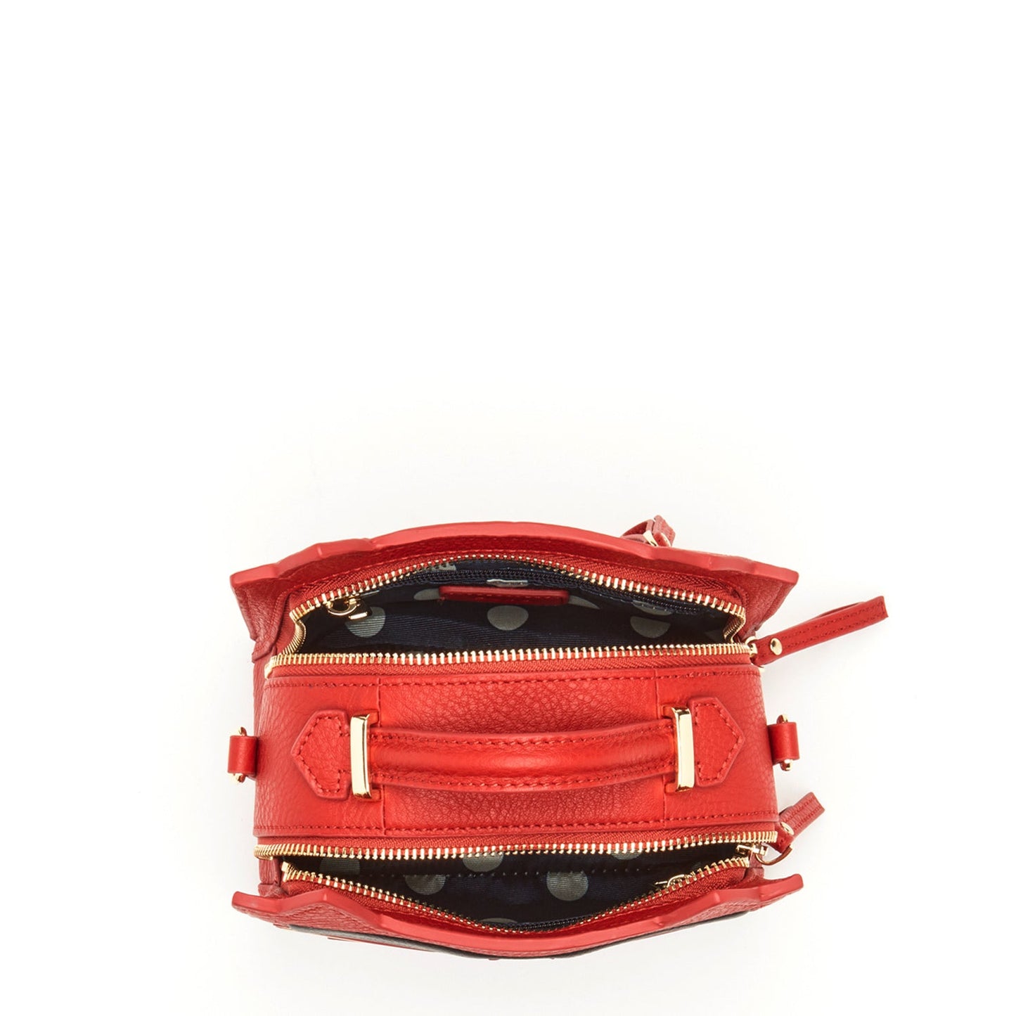 The SUSU Leather Cat Bag Red Crossbody resembles a cat, adorned with black sunglasses, a heart-shaped nose, and whisker detailing.