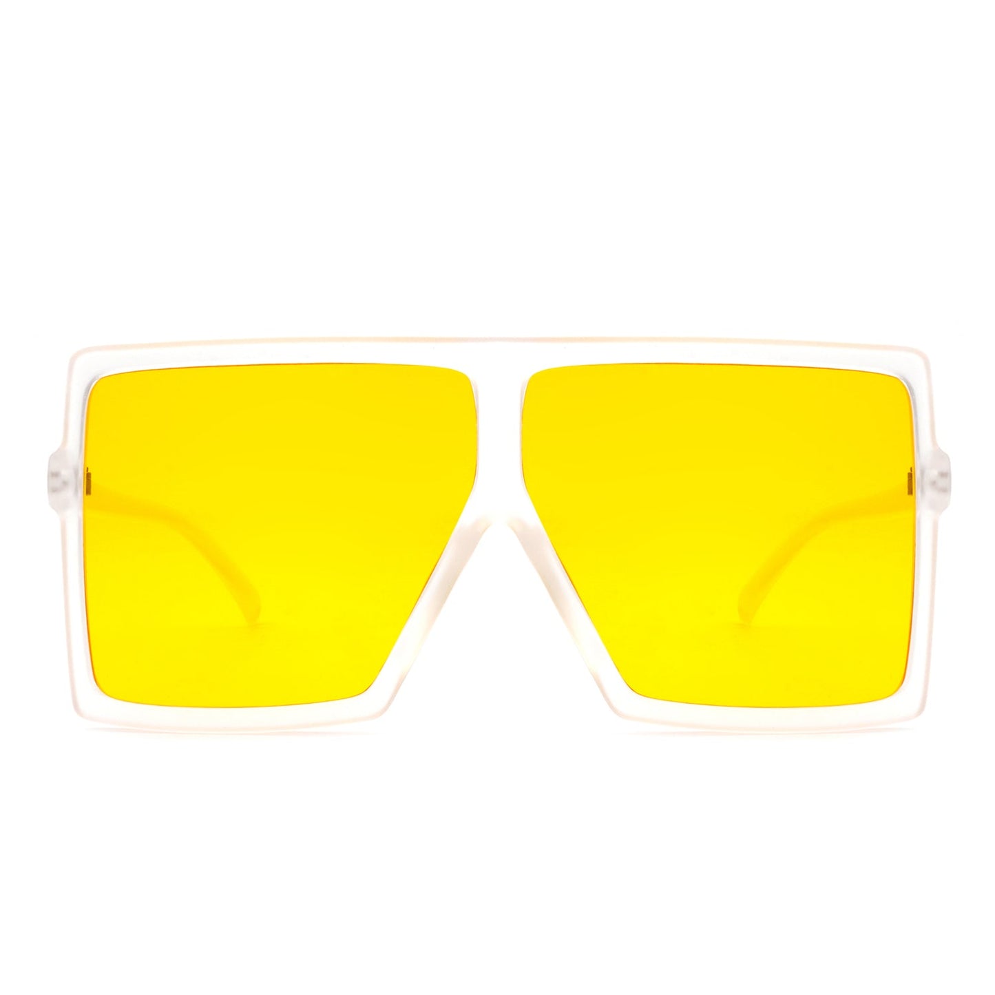 Zenithia Square Oversize Fashion Sunglasses by Cramilo Eyewear feature a flat top design with coffee gradient lenses and a transparent brown frame.