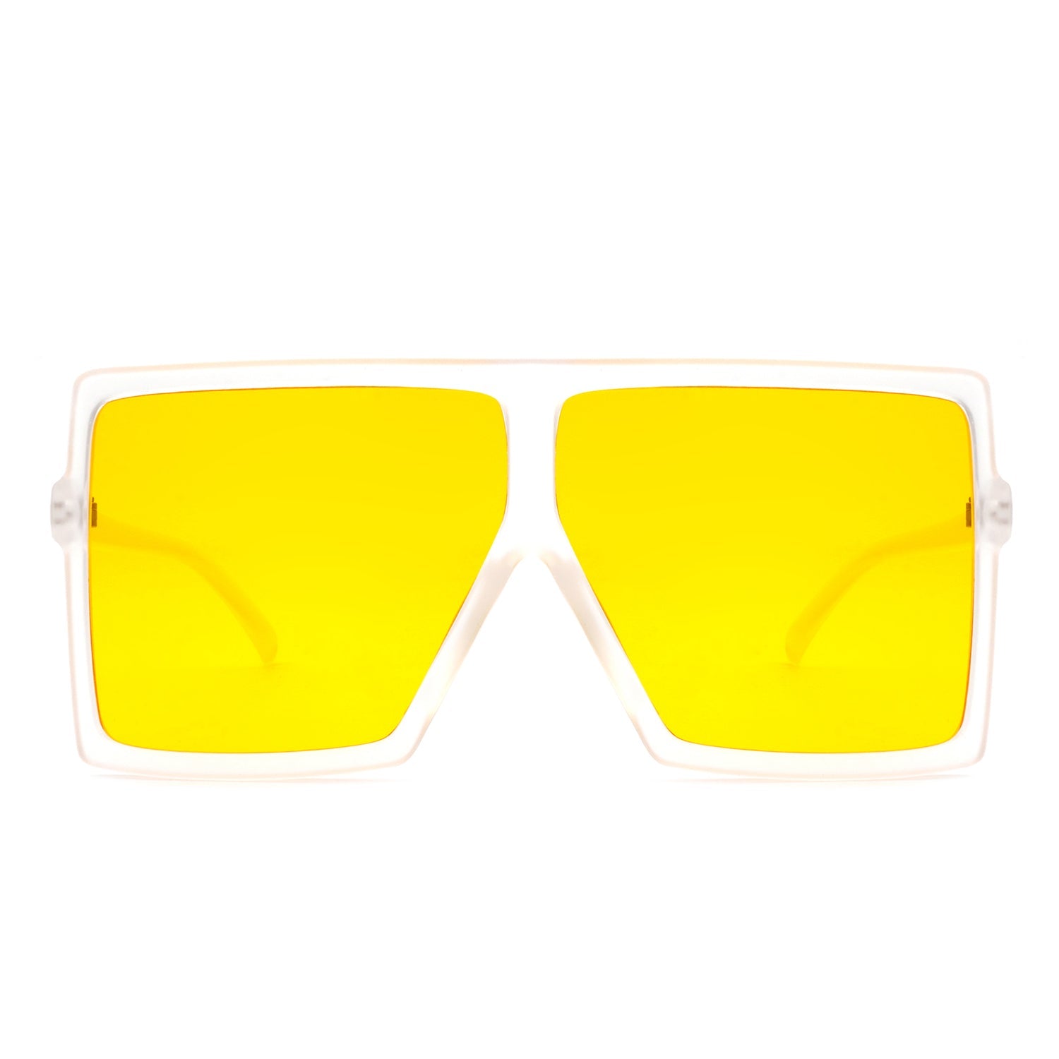 Zenithia Square Oversize Fashion Sunglasses by Cramilo Eyewear feature a flat top design with coffee gradient lenses and a transparent brown frame.