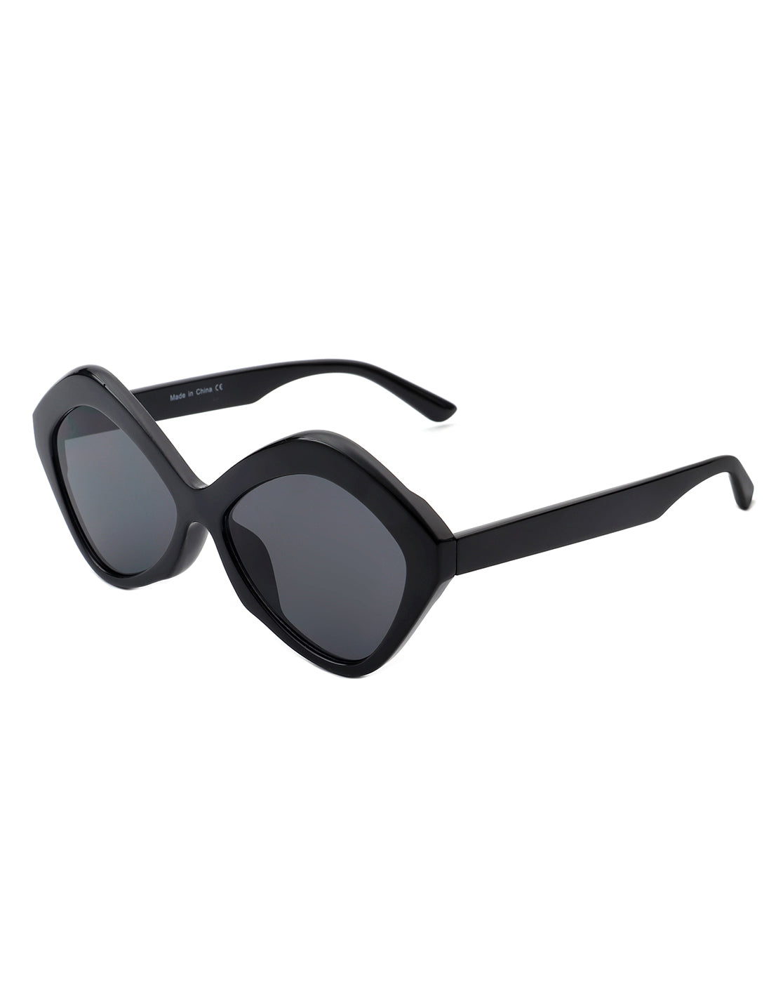 Cramilo Eyewear offers the Amethyst: stylish womens sunglasses with geometric hexagonal cat eye frames in black.