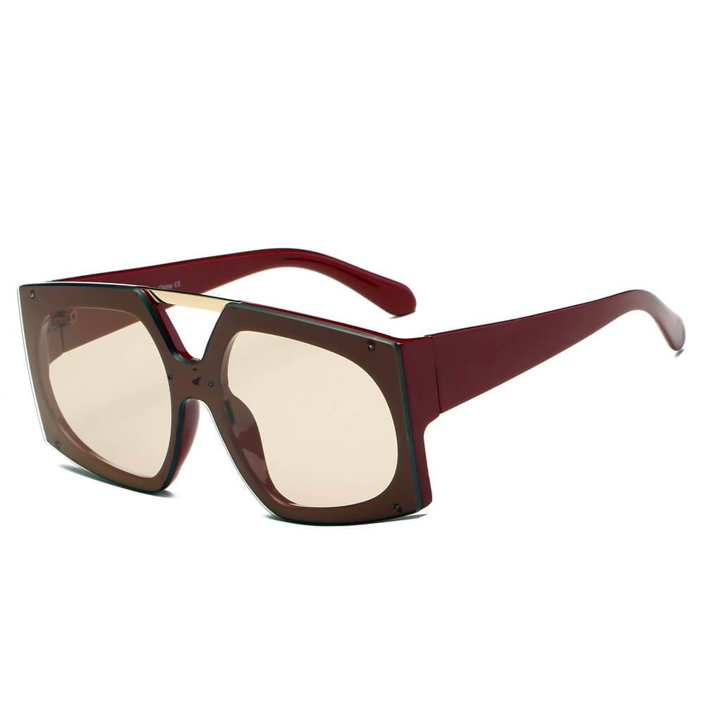 Maroon ESSEN square oversize sunglasses by Cramilo Eyewear.