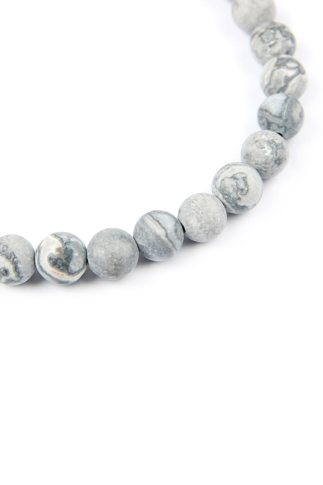 The Philippians 4:13 Natural Stone Stretch Bracelet by Riah Fashion features marble-like beads and a gold-tone bar engraved with Philippians 4:13. Color: Gold Gray.