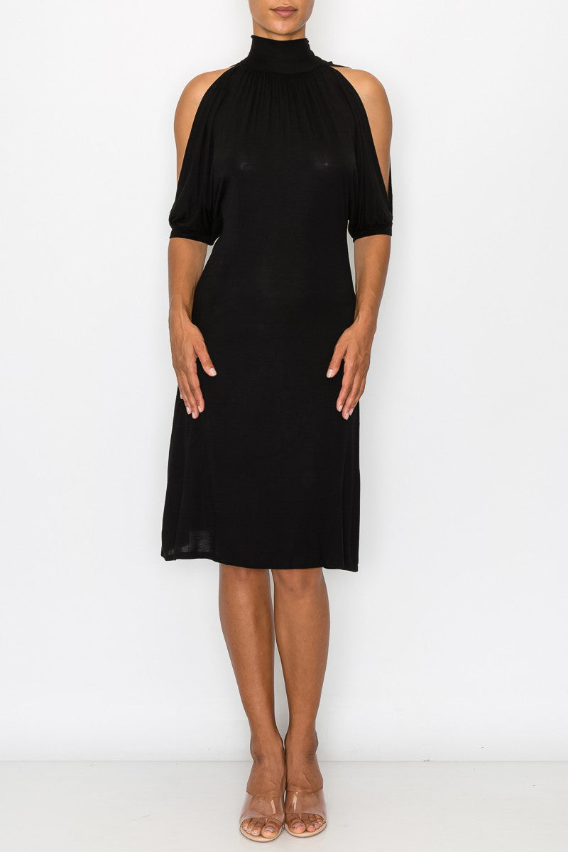 Open Shoulder Sexy Back Dress - Black Medium Open Shoulder Sexy Back Dress - Black Medium