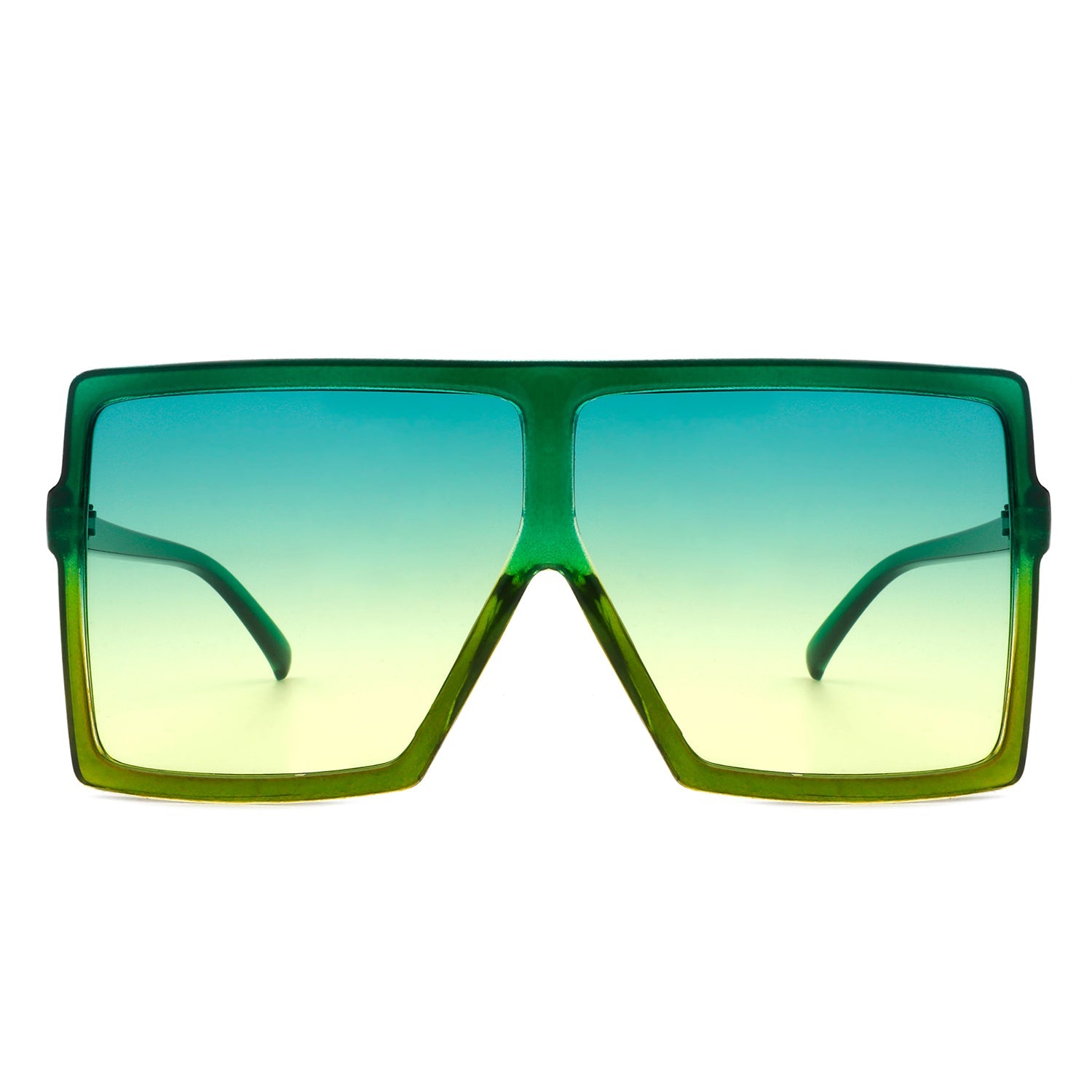 Zenithia Square Oversize Fashion Sunglasses by Cramilo Eyewear feature a flat top design with coffee gradient lenses and a transparent brown frame.