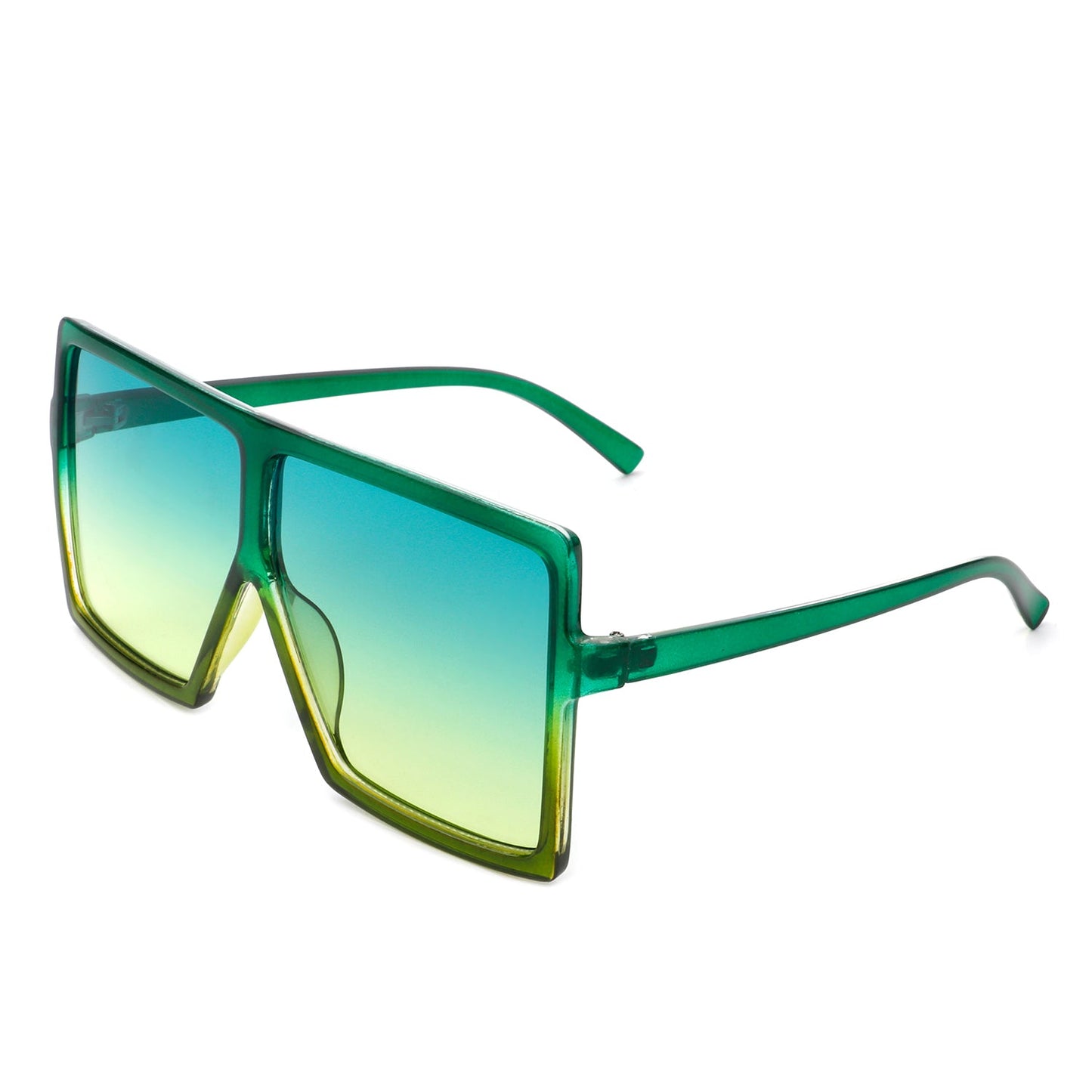 Zenithia Square Oversize Fashion Sunglasses by Cramilo Eyewear feature a flat top design with coffee gradient lenses and a transparent brown frame.