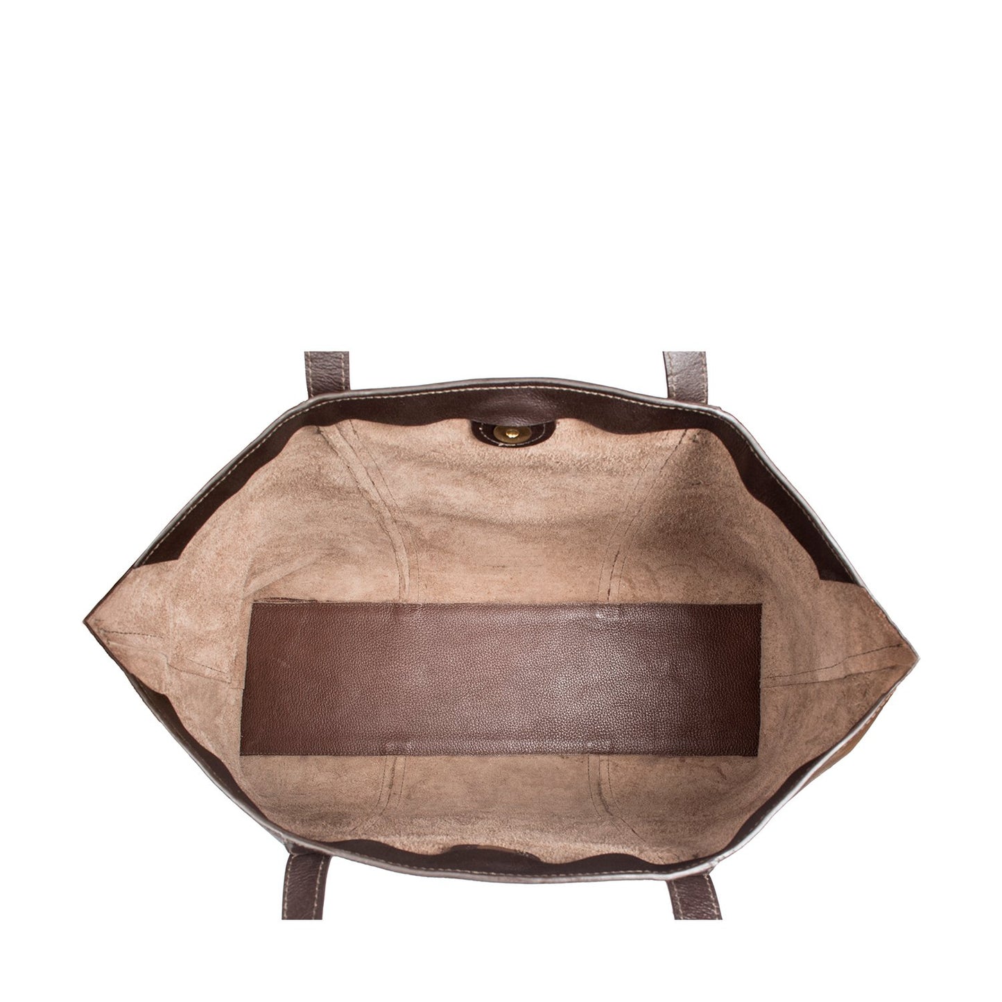 The Nancy Large Leather Tote by Hidesign is a sleek black leather bag with two handles.