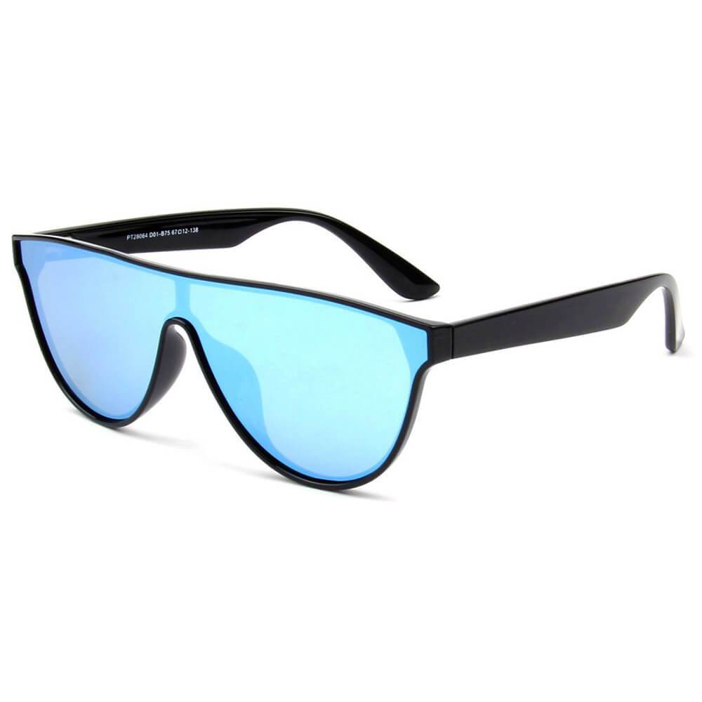 Cramilo Eyewears TOULOUSE Womens Round Polarized Fashion Sunglasses feature large black lenses and a sleek frame, displayed on a white background.