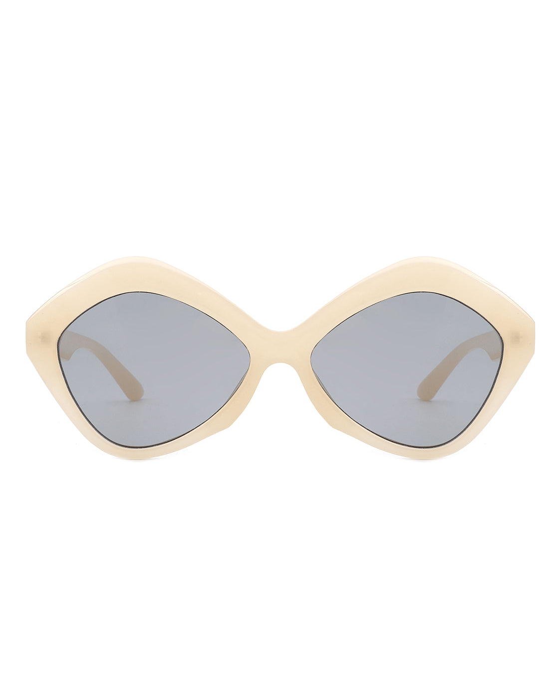 Cramilo Eyewear offers the Amethyst: stylish womens sunglasses with geometric hexagonal cat eye frames in black.