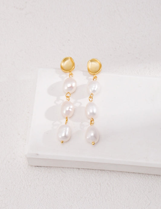 Long Baroque Pearls Dangle Earrings