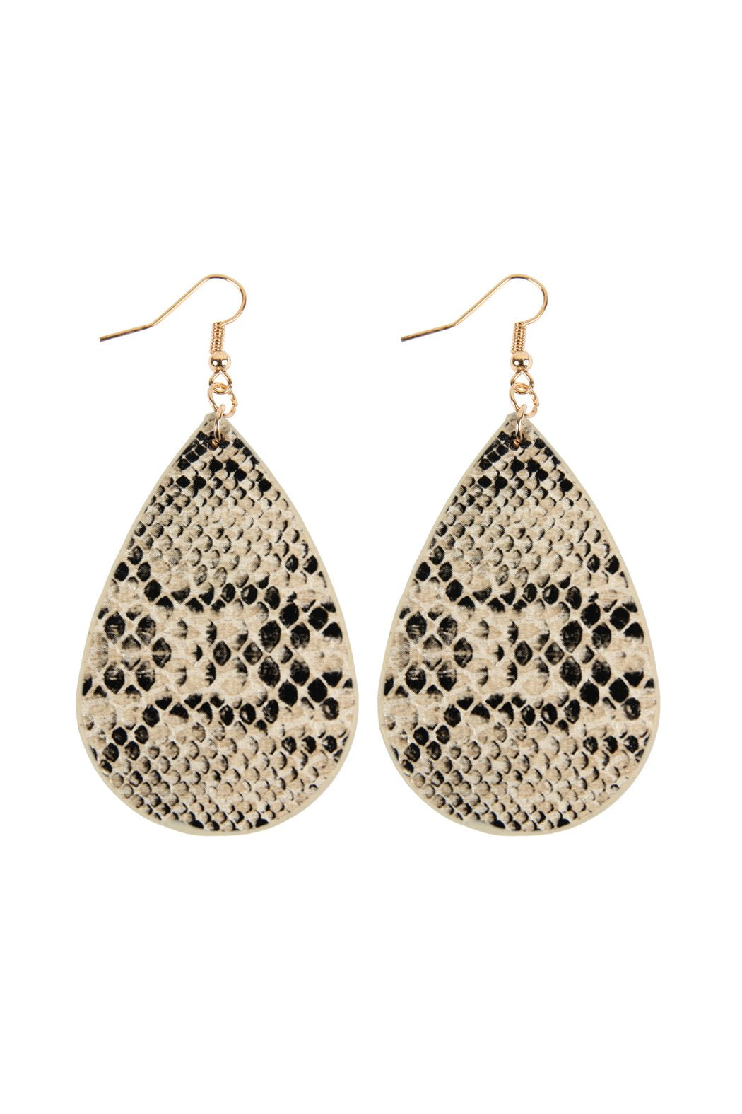 Snake Skin Teardrop Leather Earrings