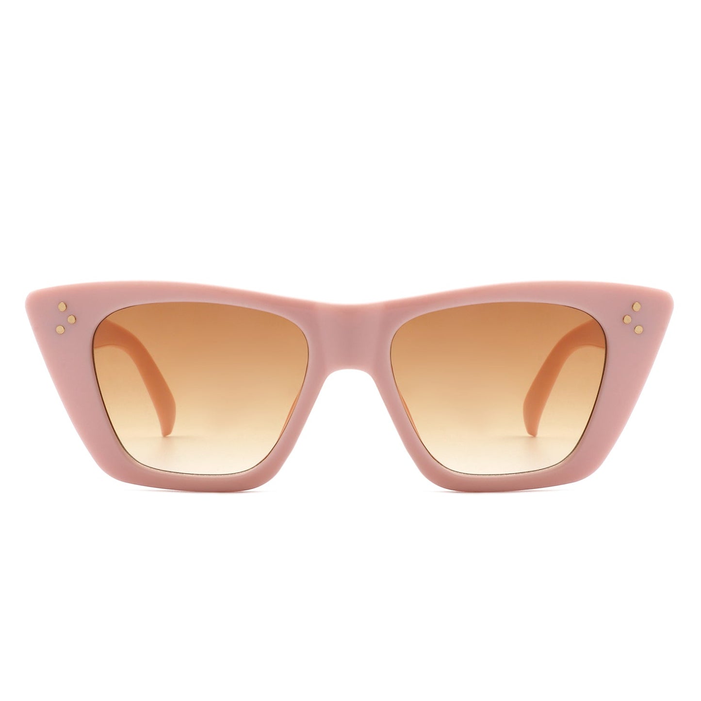 Lightnin Women Retro Cat Eye Fashion Square Sunglasses by Cramilo Eyewear, featuring blue gradient lenses and gold dot accents.