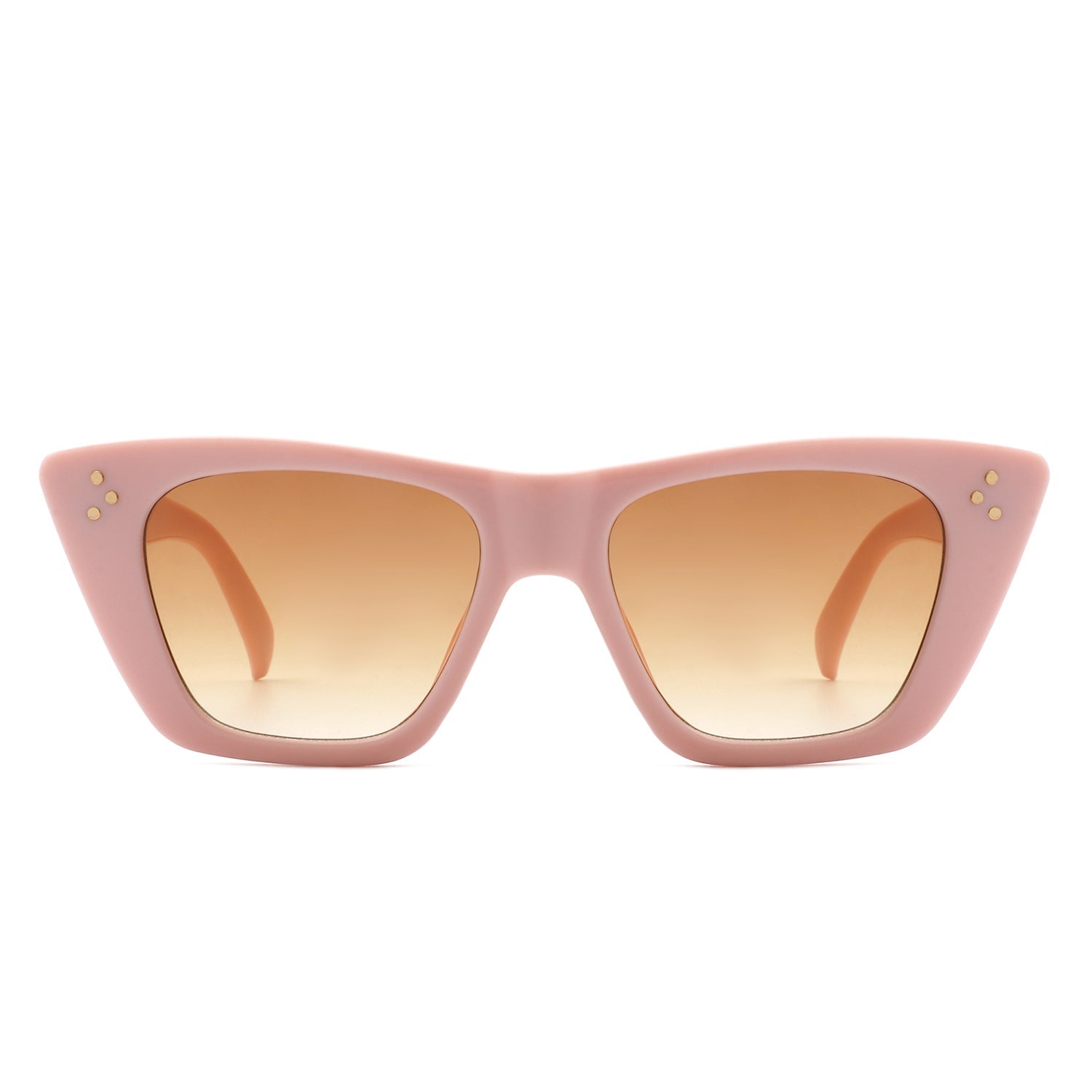 Lightnin Women Retro Cat Eye Fashion Square Sunglasses by Cramilo Eyewear, featuring blue gradient lenses and gold dot accents.