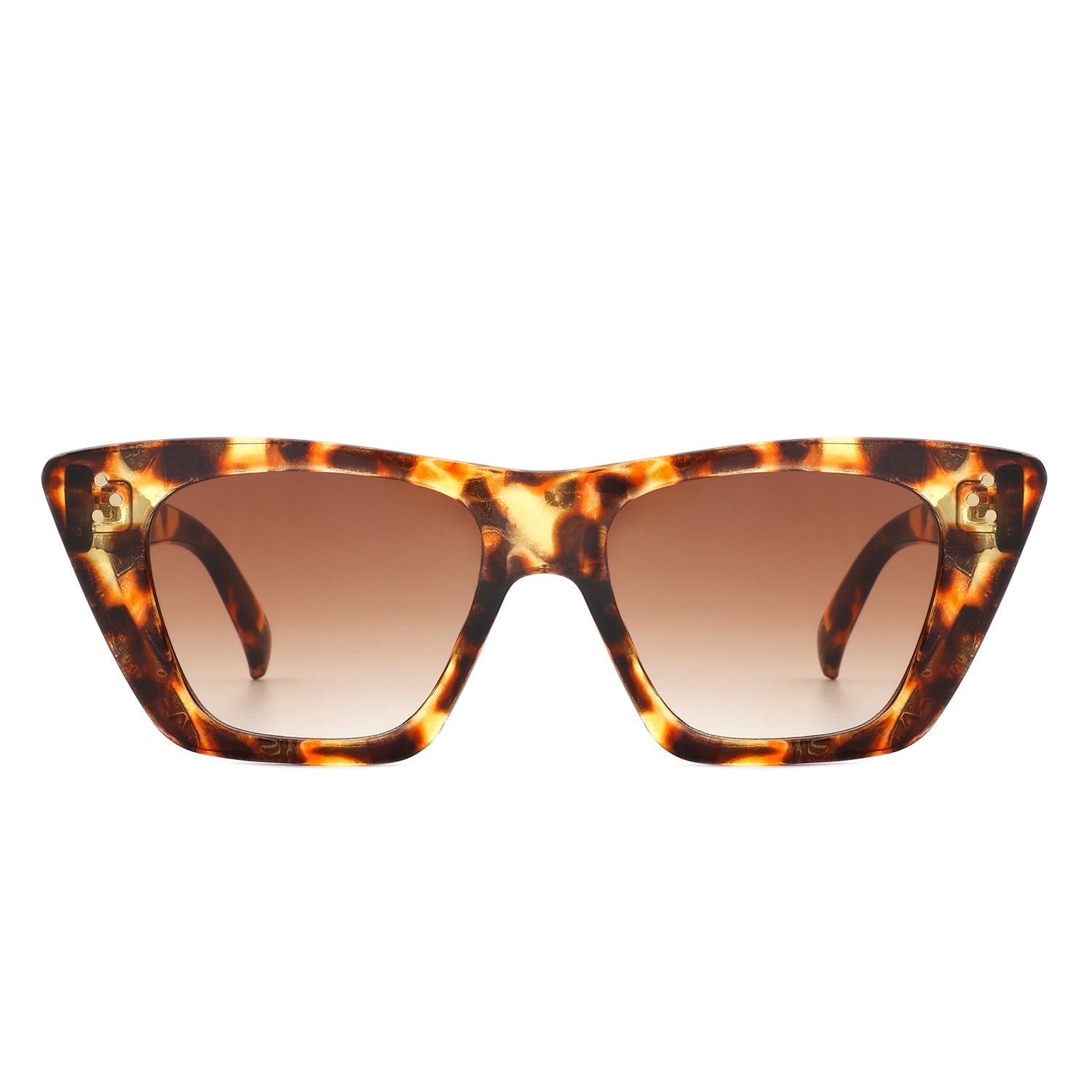 Lightnin Women Retro Cat Eye Fashion Square Sunglasses by Cramilo Eyewear, featuring blue gradient lenses and gold dot accents.