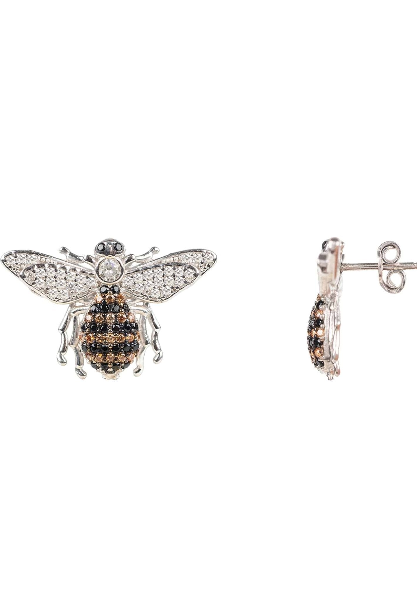 Honey Bee Stud Earrings Silver