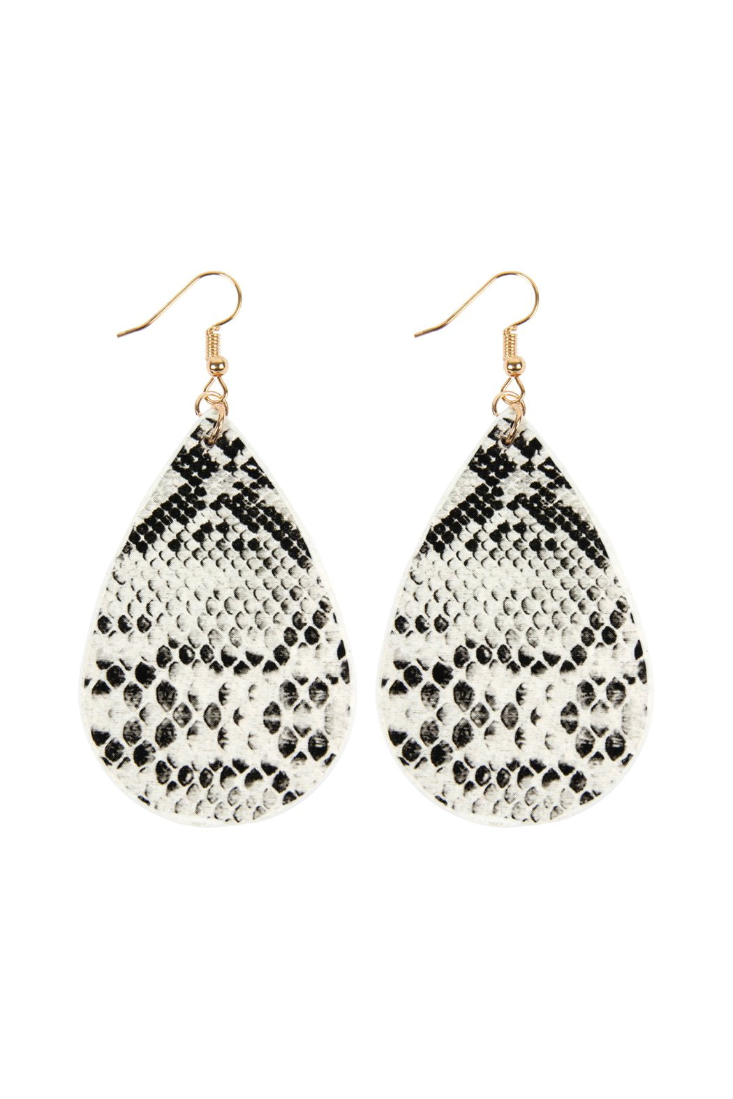 Snake Skin Teardrop Leather Earrings