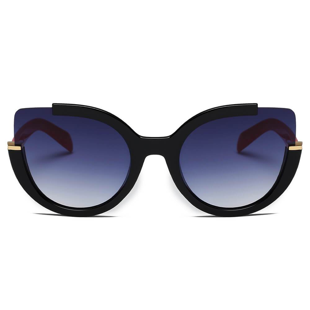 LENOX by Cramilo Eyewear: Womens cut-out round cat eye fashion sunglasses with orange color.