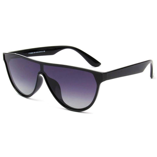 Cramilo Eyewears TOULOUSE Womens Round Polarized Fashion Sunglasses feature large black lenses and a sleek frame, displayed on a white background.