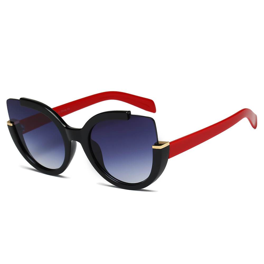 LENOX by Cramilo Eyewear: Womens cut-out round cat eye fashion sunglasses with orange color.