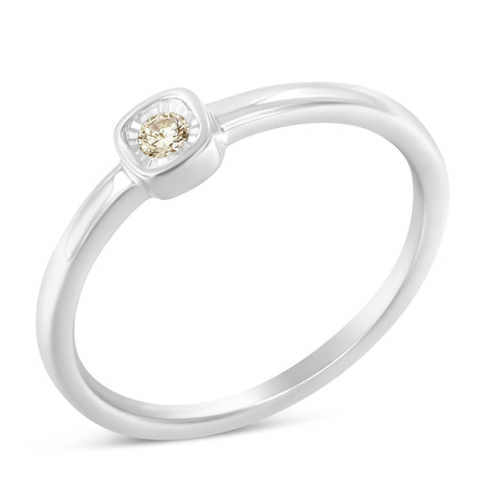 .925 Sterling Silver 1/20 Carat Diamond Square Promise Ring (J-K Color, I1-I2