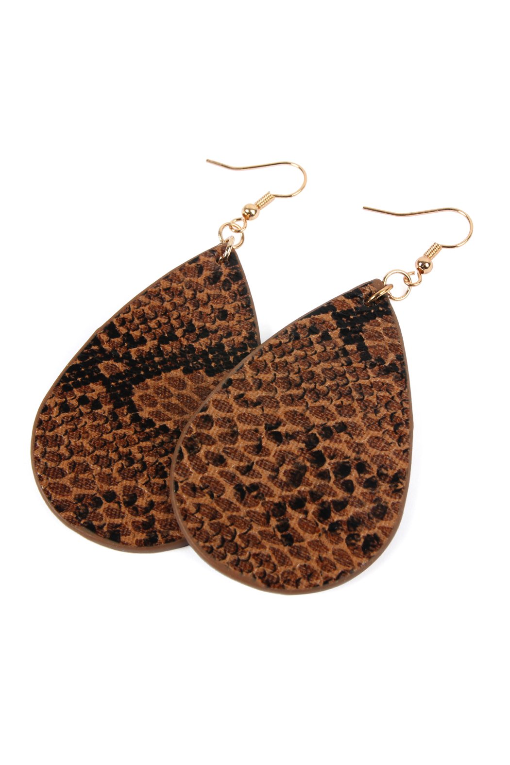 Snake Skin Teardrop Leather Earrings