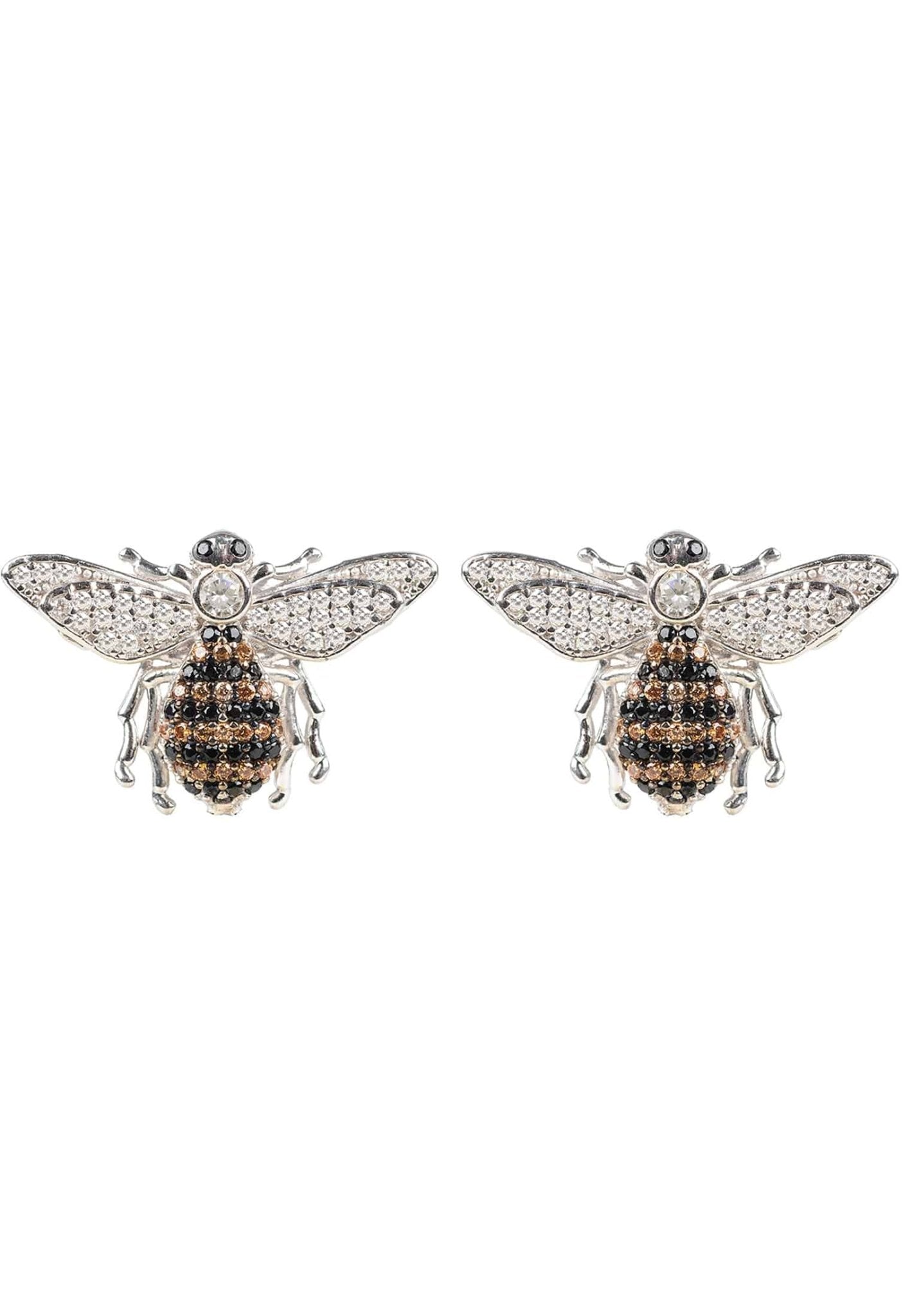 Honey Bee Stud Earrings Silver