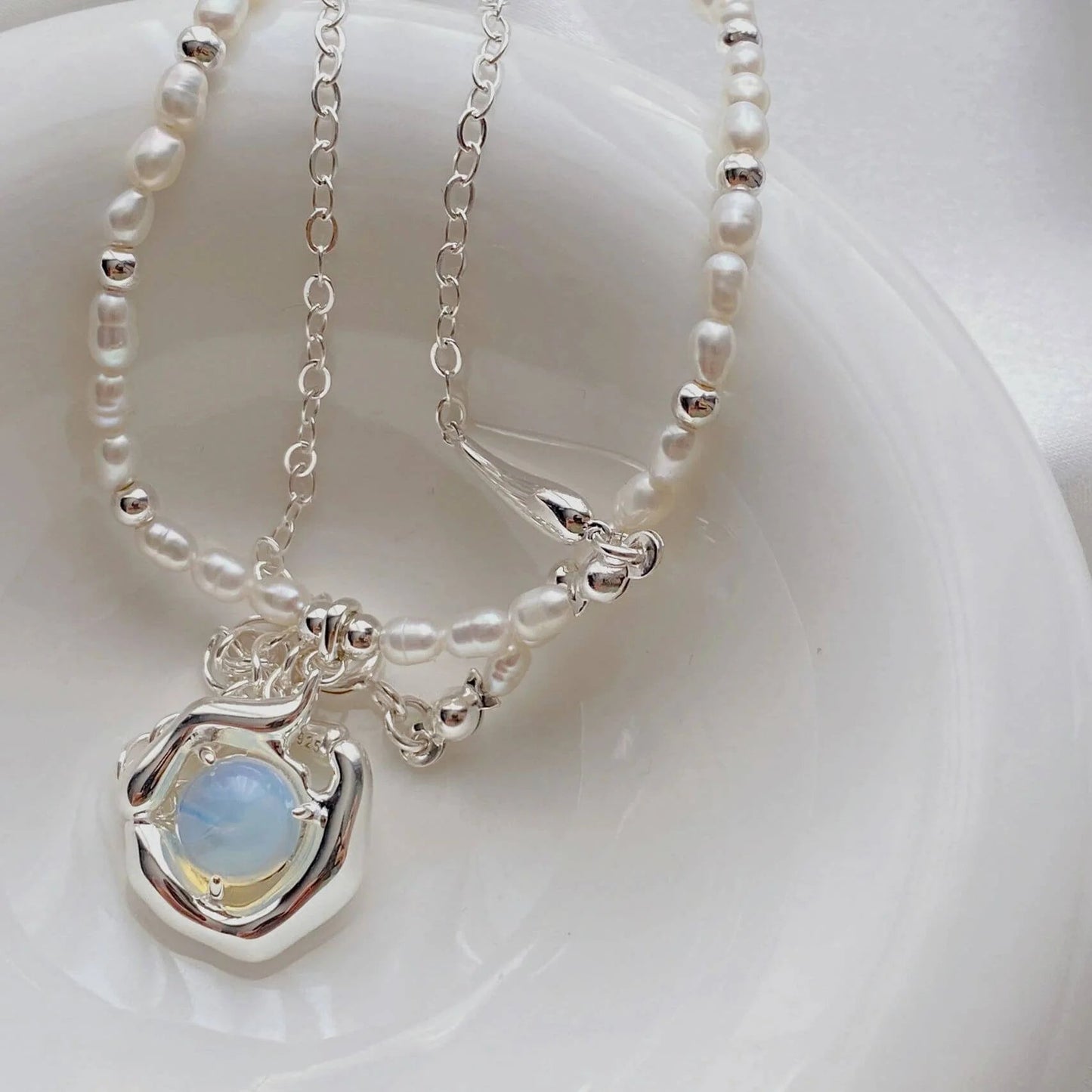 Freshwater Pearl & Moonstone Necklace