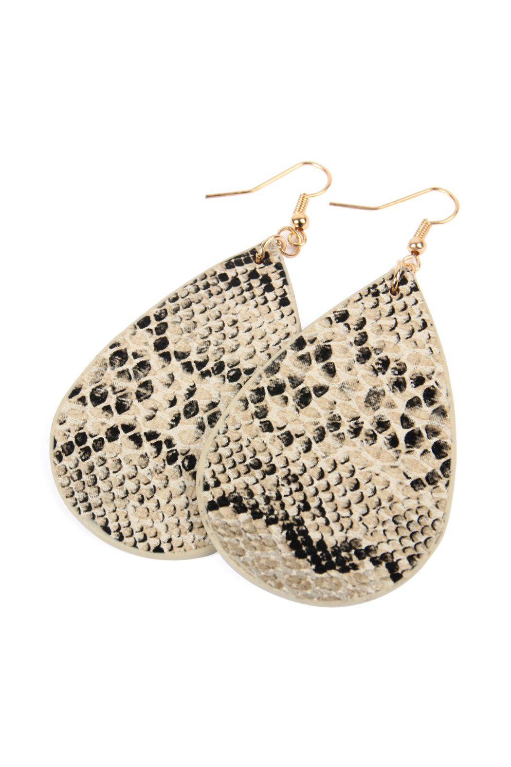 Snake Skin Teardrop Leather Earrings