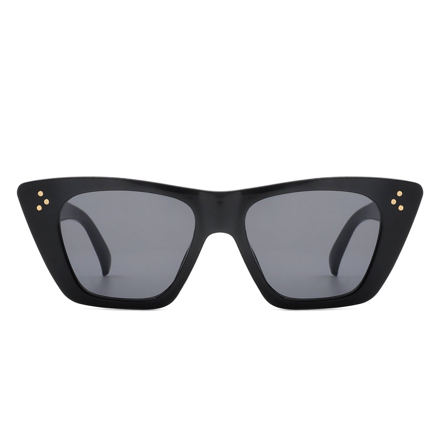 Lightnin Women Retro Cat Eye Fashion Square Sunglasses by Cramilo Eyewear, featuring blue gradient lenses and gold dot accents.