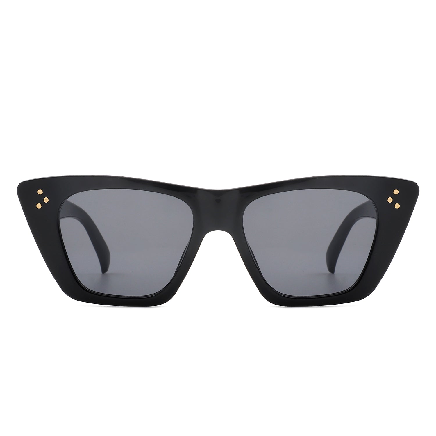 Lightnin Women Retro Cat Eye Fashion Square Sunglasses by Cramilo Eyewear, featuring blue gradient lenses and gold dot accents.