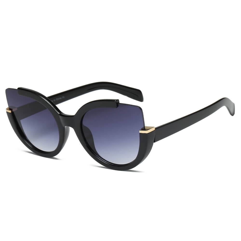 LENOX by Cramilo Eyewear: Womens cut-out round cat eye fashion sunglasses with orange color.