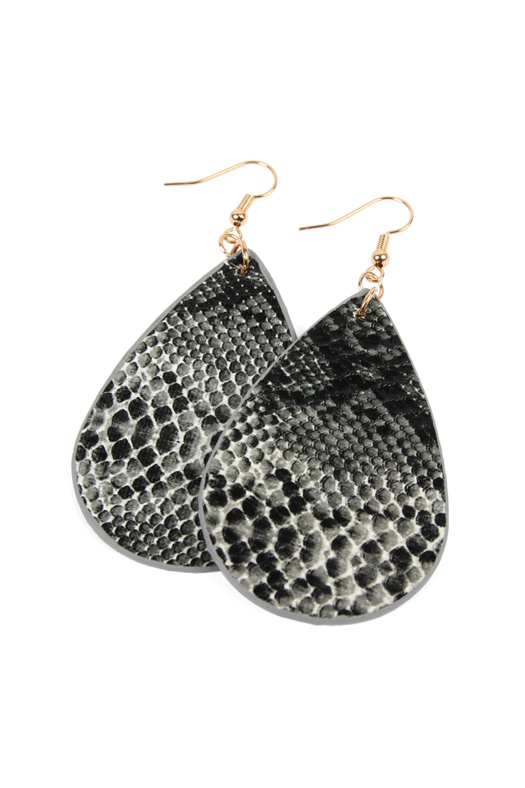 Snake Skin Teardrop Leather Earrings