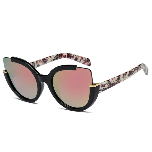 LENOX by Cramilo Eyewear: Womens cut-out round cat eye fashion sunglasses with orange color.