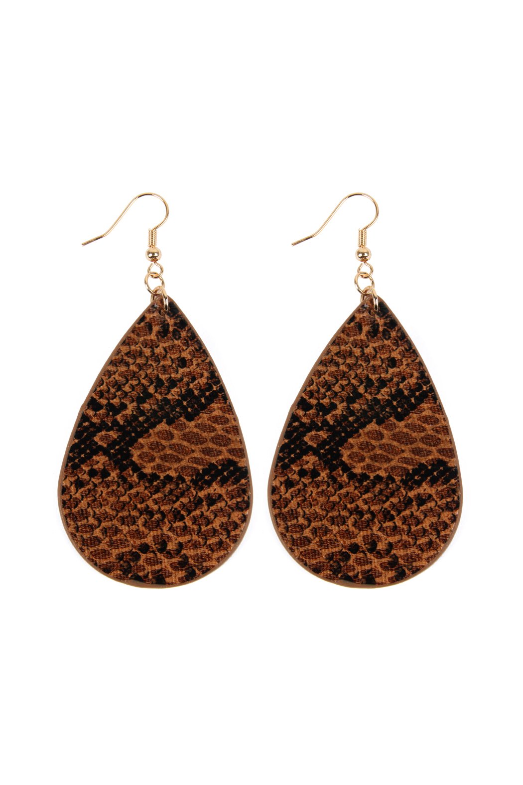 Snake Skin Teardrop Leather Earrings