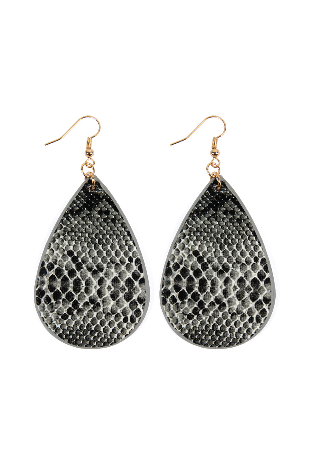 Snake Skin Teardrop Leather Earrings