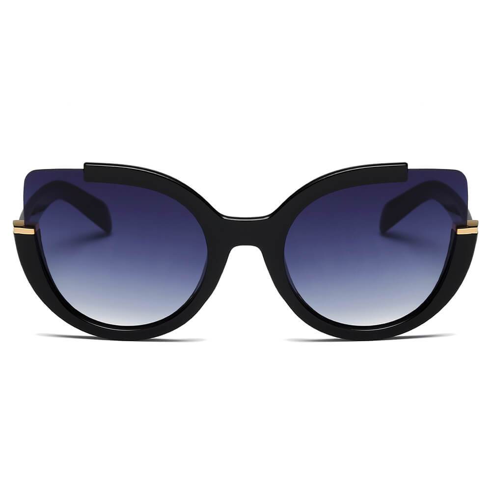 LENOX by Cramilo Eyewear: Womens cut-out round cat eye fashion sunglasses with orange color.