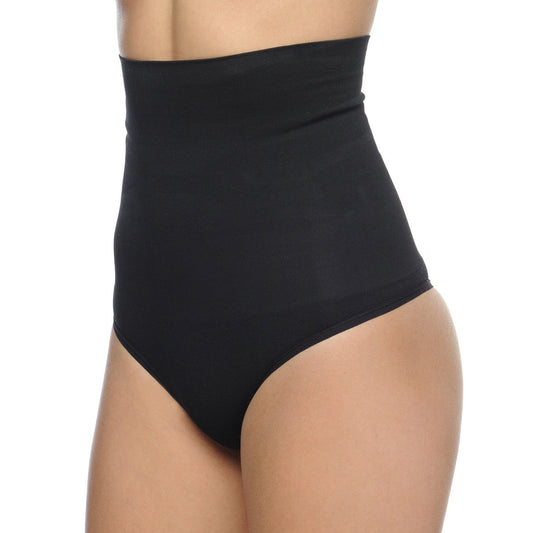 Seamless Hi-Waist Shaper With Thong Bottom Black